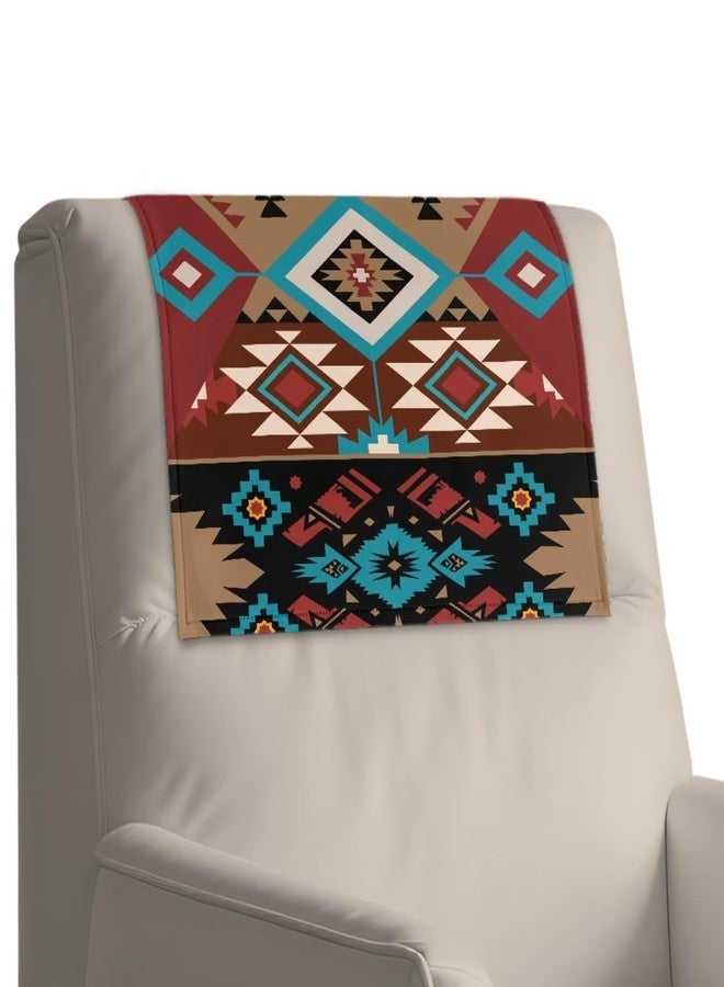 غطاء مسند رأس أريكة استرخاء من الجلد الصناعي بنمط أزتيك غربي من غونكاريار، مقاوم لخدوش الحيوانات الأليفة، عبوة من قطعتين - Image 2